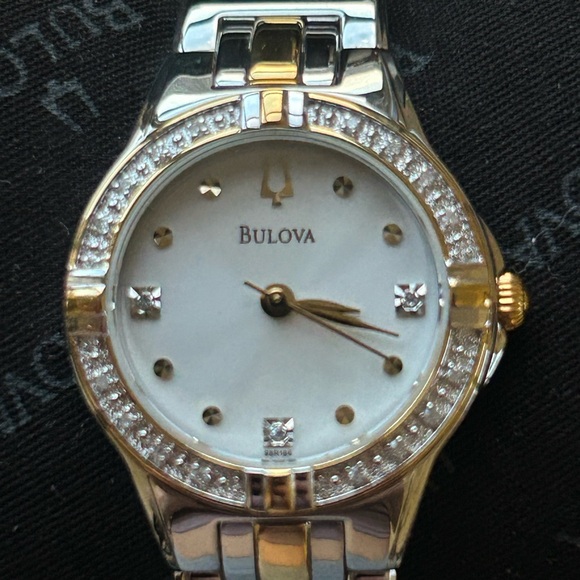 Bulova Gold and Silver Crystal-Accented Watch